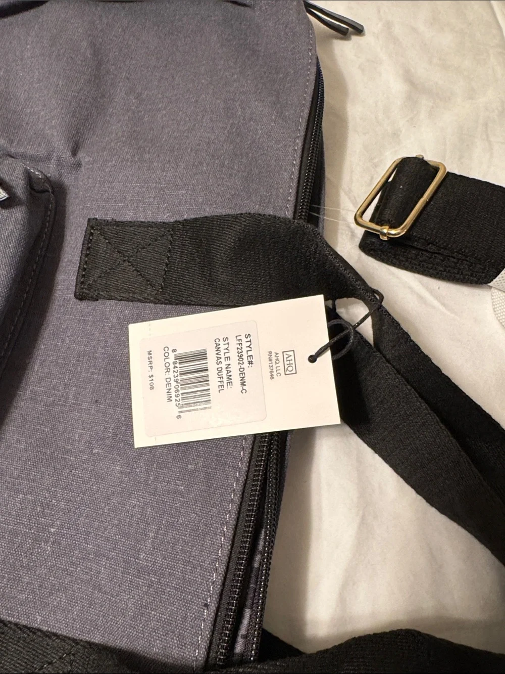 London Fog Men's Charcoal Duffel Bag with Black Straps